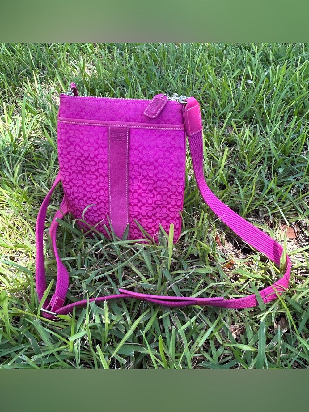 Vintage Rare Hot Pink Mini C’s Coach Swing Bag with Signature Suede Stripe